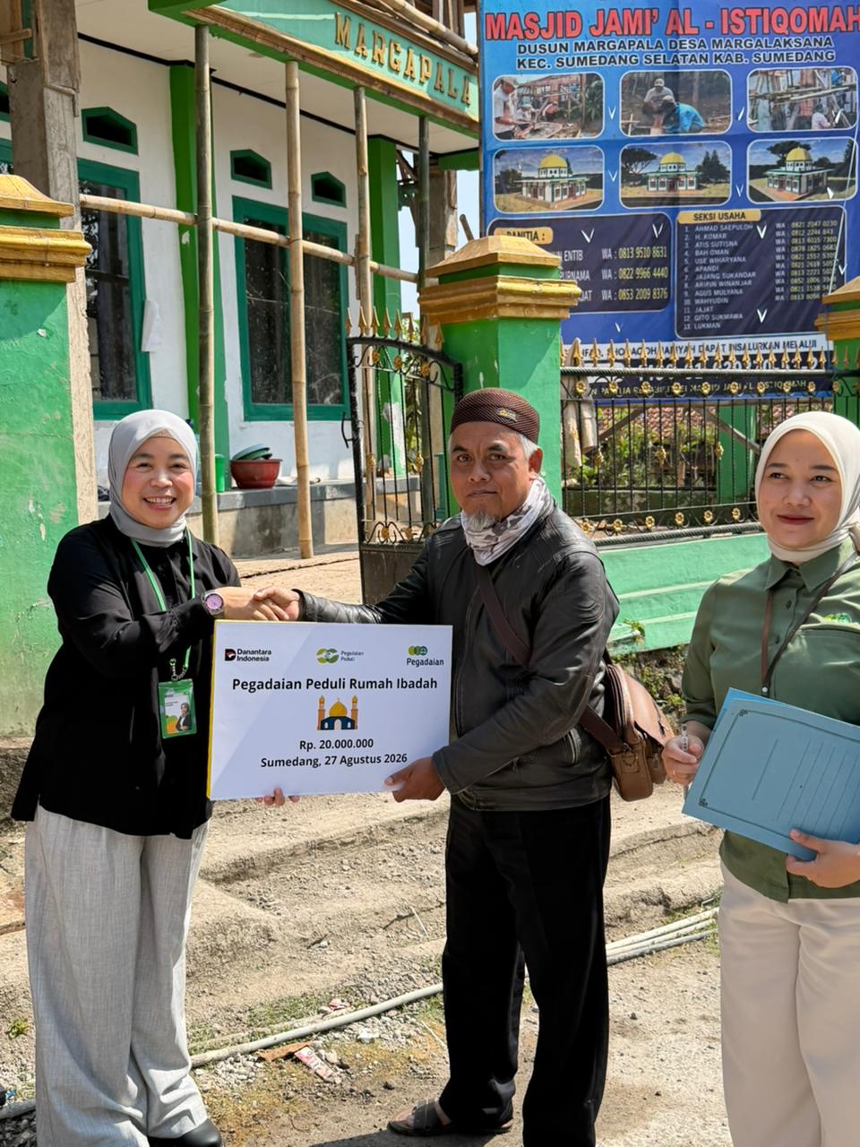 PT Pegadaian (Persero) Kanwil X Jawa Barat Salurkan Bantuan melalui Program “Pegadaian Peduli Rumah Ibadah”.